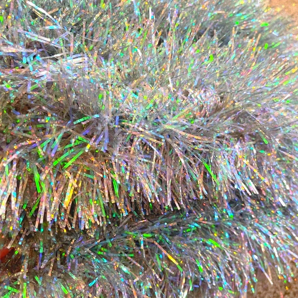 Vtg iridescent Double Glo Color Tinsel silver Garland 32' Christmas Tree‎